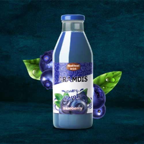 نمونه کار طراحی لیبل بطری آبمیوه‌های آرامدیس توسط آژانس تبلیغات آویژه