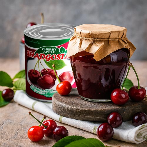 نمونه کار طراحی لیبل کمپوت برند شادگستر توسط آژانس تبلیغاتی آویژه